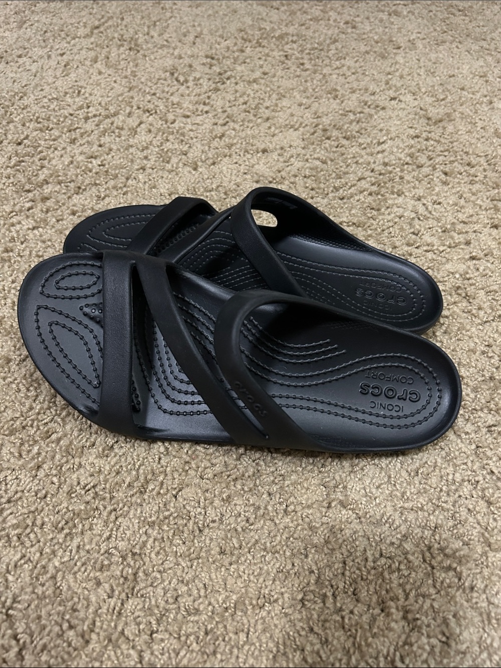 CROCS Women’s Black Double-Strap Slide Sandals